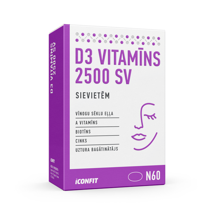 ICONFIT D3 vitamīns sievietēm 2500 SV (60 kapsulas)